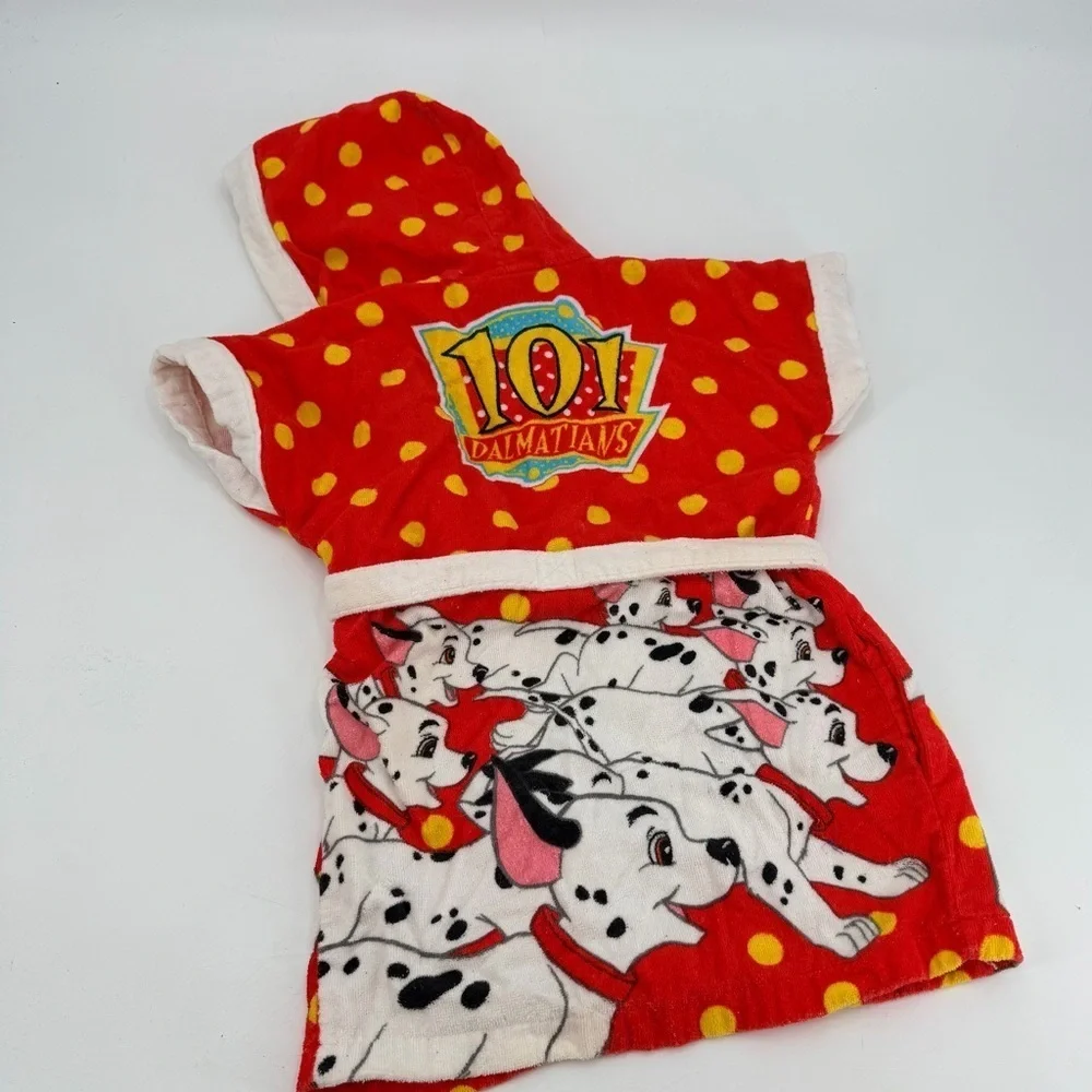 Vintage 90s 101 Dalmatians Disney Bath Robe Beach Cover Up Kids 6 7